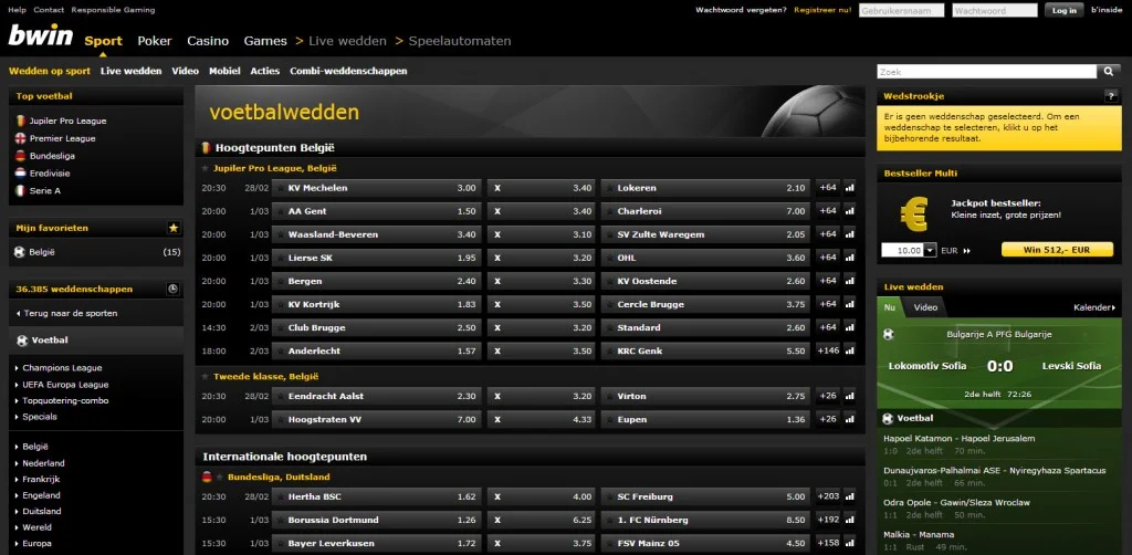 Wedden op Voetbal bwin.be