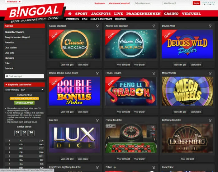 Bingoal Casino homepage