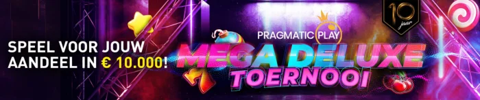 Pragmatic Mega Deluxe toernooi van Casino 777 online speelhal 10e verjaardag Jackpot €10.000 videoslots