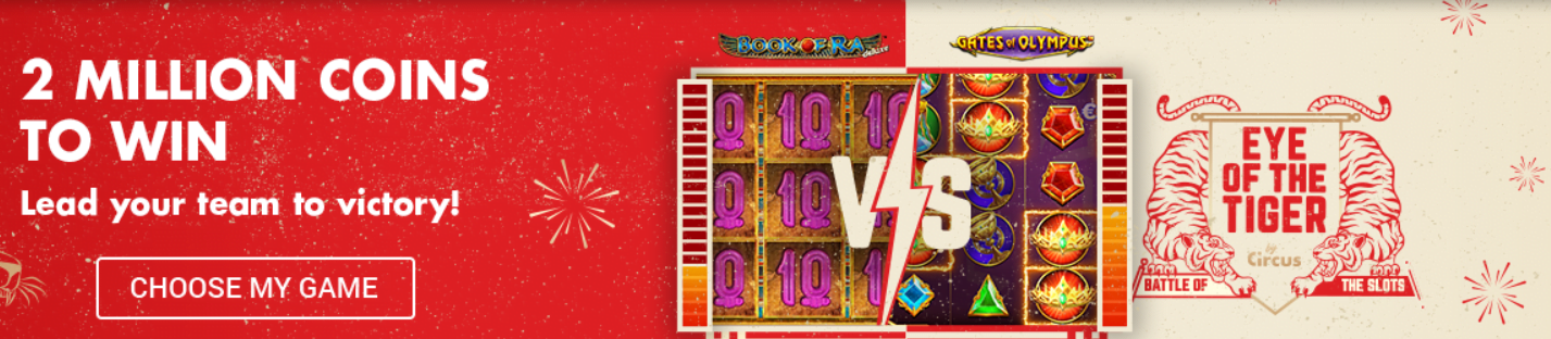 Eye of the Tiger Battle of the Slots Strijd om de Slots online speelhal Circus Casino Coins 2022