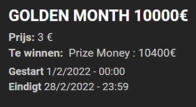 Gouden maand toernooi GoldenVegas online speelhal casino Prijzenpot februari '22 gokkast Dice slot