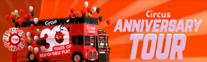 Verjaardagstournee Circus Casino fysieke speelhal Bus 2022 Ronde van België Games slots Prijzen Cash Jackpot gokken Gratis